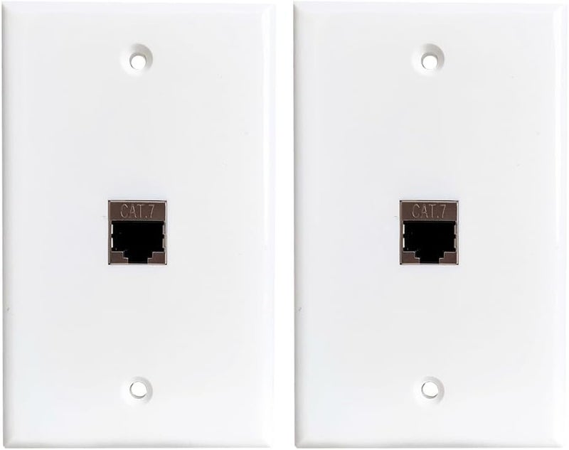 BOPLAT لوحة حائط Ethernet CAT7 بورت واحد أنثوي إلى أنثوي، غلاف لوحة جاك كايتون محمي CAT 7 لأسلاك الشبكة CAT8/CAT7/CAT6 (عبوة 2) - Image 1